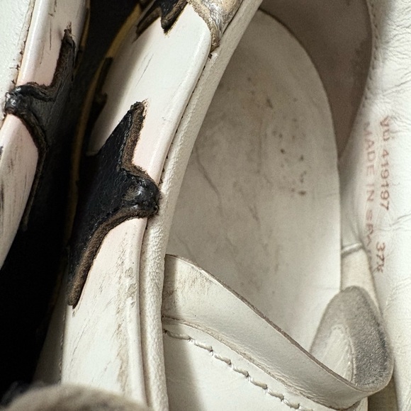 SAINT LAURENT COURT CLASSIC STAR SNEAKERS WHITE & BLACK LEATHER SIZE 37.5 - Picture 13 of 14